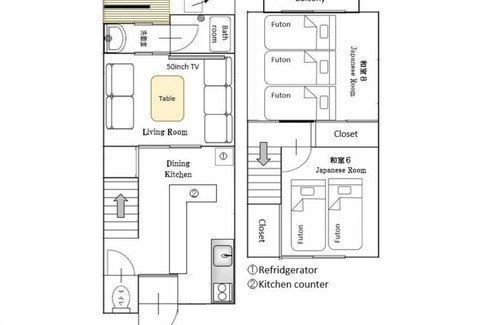 Fushimi House | 59 m² House ∙ 2 bedrooms ∙ 5 guests