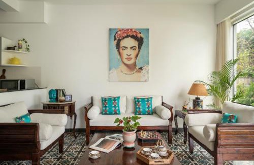 Assagao Apartment | El Rocio Estate 2bhk in Assagao with Common pool, Free Parking,8 min away from Vagator