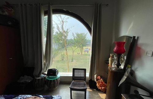 Gurugram House | Adorable bedroom and living room with pool