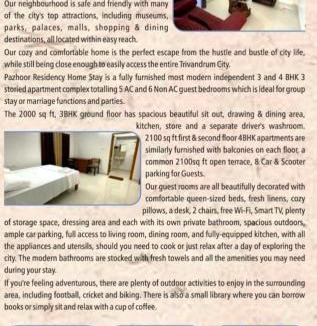 Kazhakuttam Apartment | PAZHOOR RESIDENCY HOME Stay